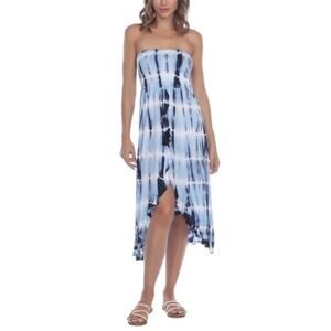 Raviya Strapless Coverup Dress Women's Navy Tie Dye Size Small NWT